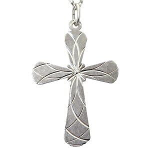 Vintage 950 Silver Textured Cross Pendant Necklace/925 Sterling Silver 20" Chain
